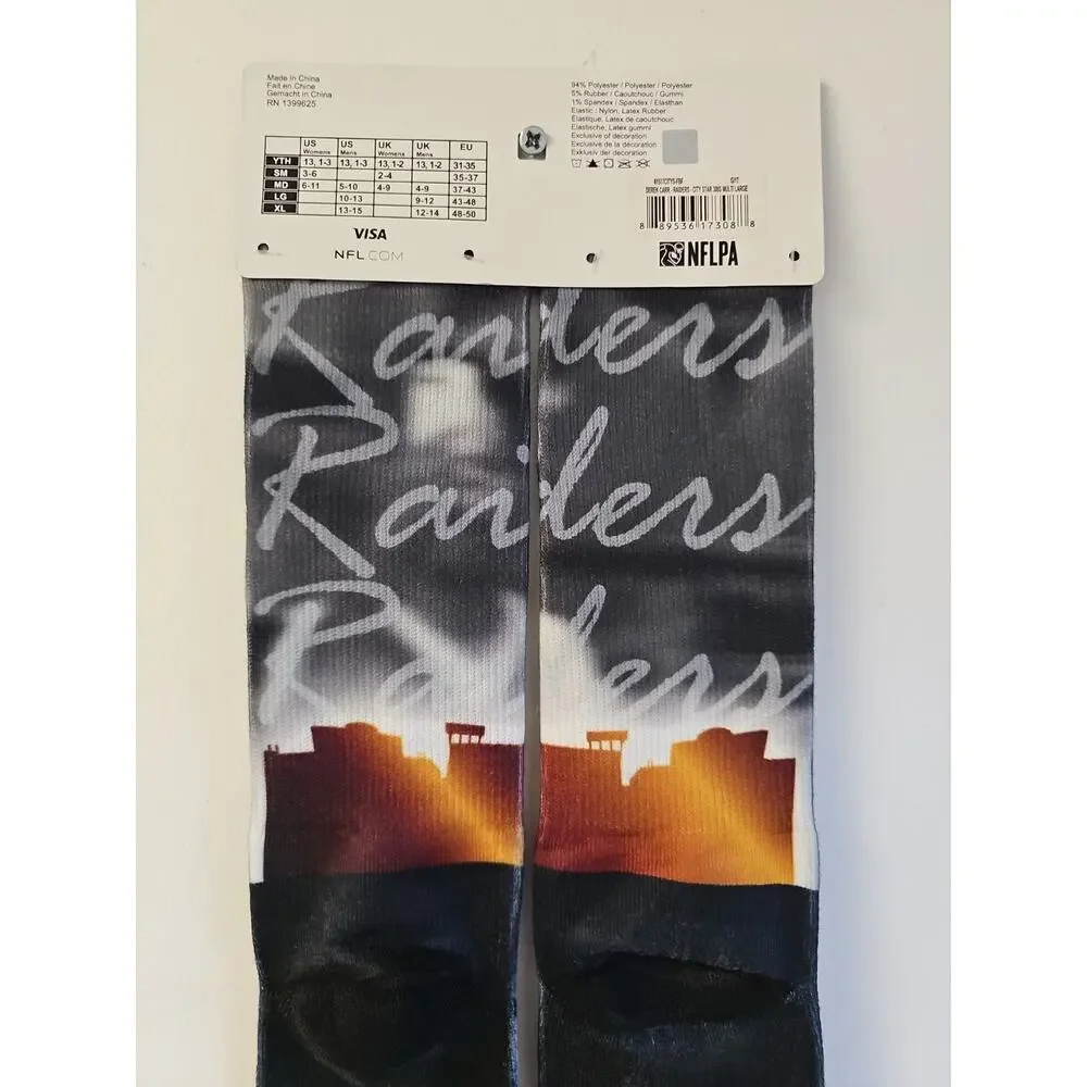 NFL Team Apparel Las Vegas Raiders Derek Carr Socks Men's Size Large